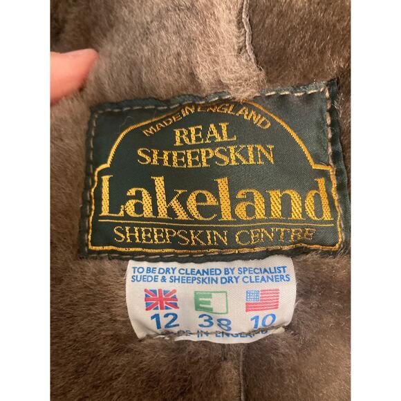 Lakeland Sheepskin Suede Leather Coat Britain Beautiful Vintage Sz M UK 12 US 10 - Picture 8 of 14